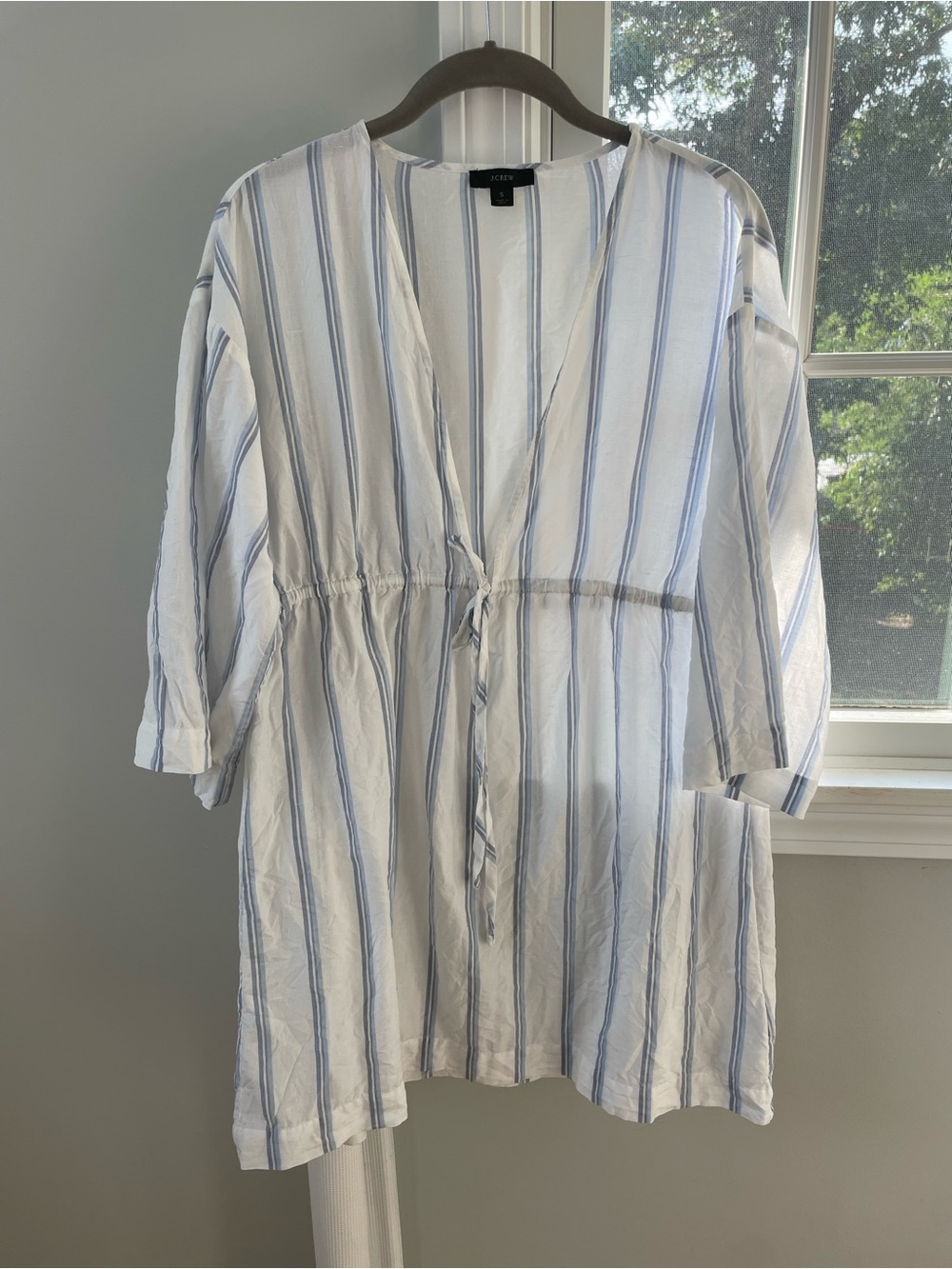 J. Crew Blue & White Striped Swim Cover Up